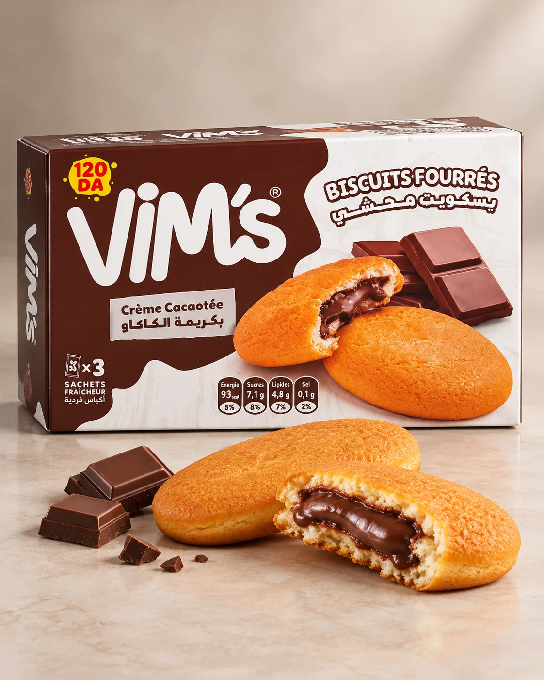 VIM’S cocoa-filled biscuits